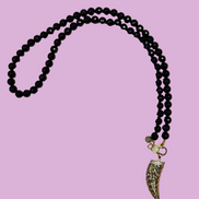 Collana TALISMANI - ONICE  mm 8 - chiusura gioiello argento 925 - cm 60 - charms Corno