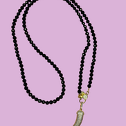 Collana TALISMANI - ONICE  mm 6 - chiusura gioiello argento 925- cm 85- charms Corno