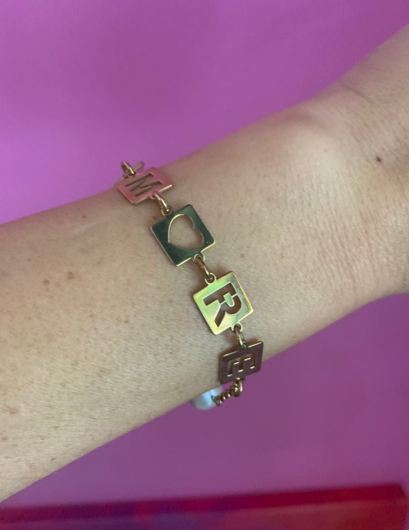 Bracciale AMORE argento 925 oro giallo con perle barocche