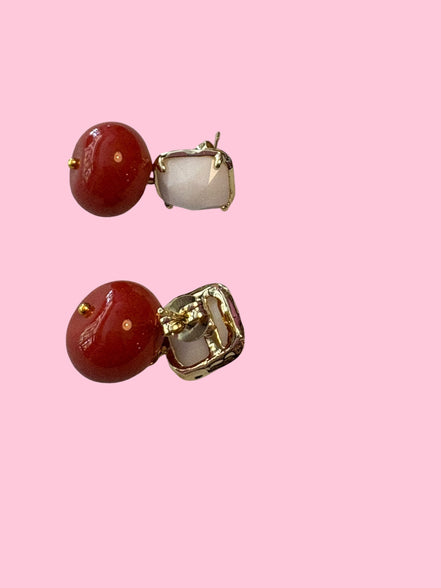 Orecchini  - MEDITERRANEA corallo rosso e agata bianca argento 925 gold