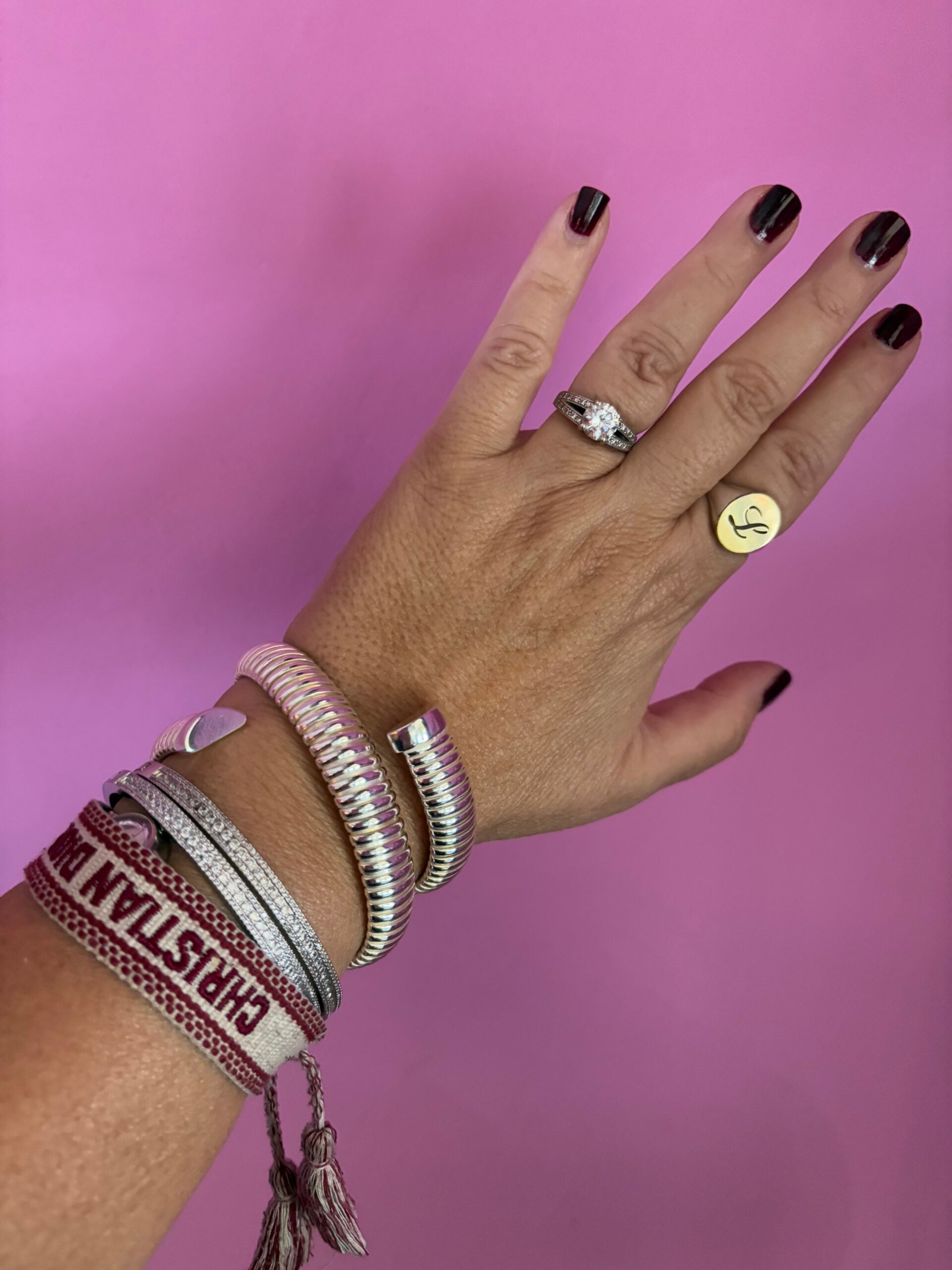 Bracciale TUBOGAS triplo argento 925 placcatura naturale