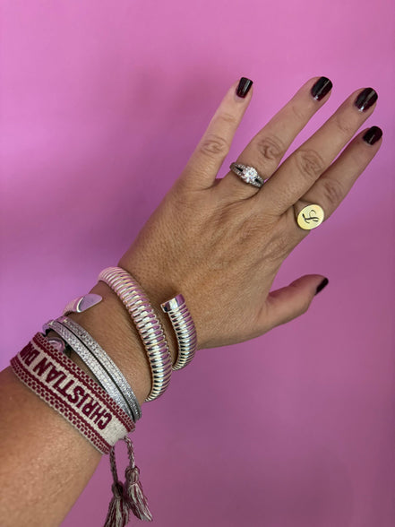Bracciale TUBOGAS triplo argento 925 placcatura naturale
