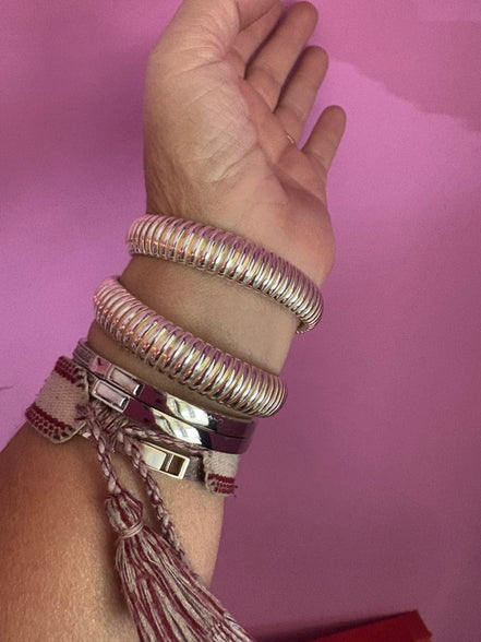 Bracciale TUBOGAS triplo argento 925 placcatura naturale