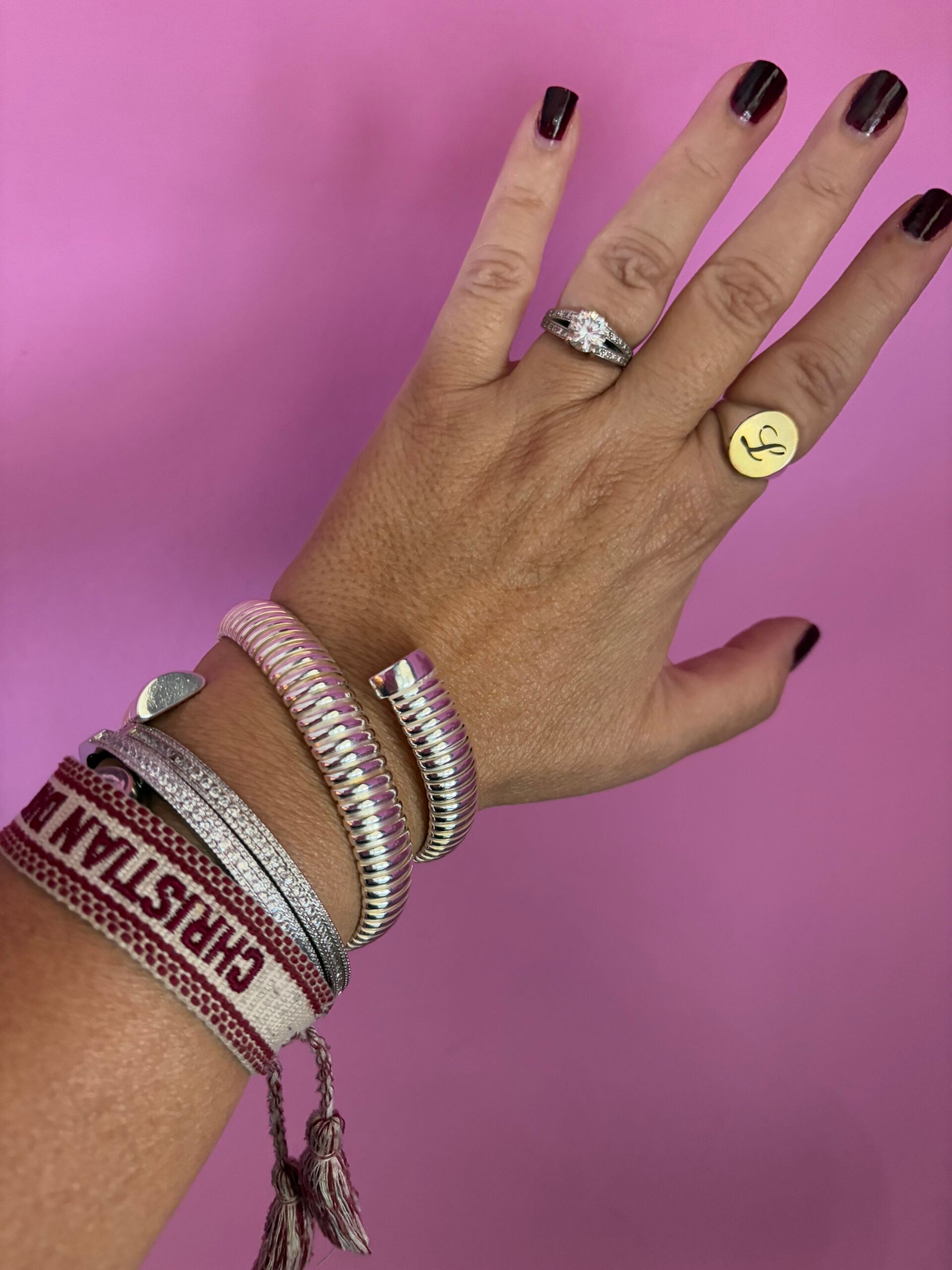 Bracciale TUBOGAS triplo argento 925 placcatura naturale