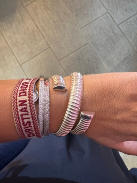 Bracciale TUBOGAS triplo argento 925 placcatura naturale