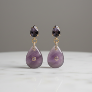 Orecchini  -JAIPUR  goccia ametista con cristalli burgundy