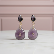 Orecchini  -JAIPUR  goccia ametista con cristalli burgundy
