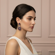 Orecchini  -JAIPUR  goccia ametista con cristalli burgundy