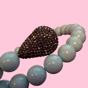 INCANTEVOLE -  OCEANO Chocker flessibile turchese 1.2 contrarié con terminali gocce marcassite