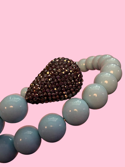 INCANTEVOLE -  OCEANO Chocker flessibile turchese 1.2 contrarié con terminali gocce marcassite