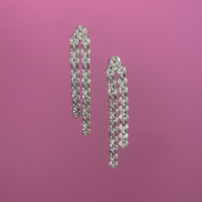 Orecchini Taki - argento 925 rodio con 2 file cuori zirconi