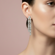 Orecchini Taki - argento 925 rodio con 2 file cuori zirconi