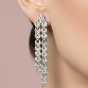 Orecchini Taki - argento 925 rodio con 2 file cuori zirconi