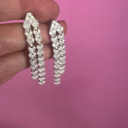 Orecchini cascata 2 file cuori zirconi