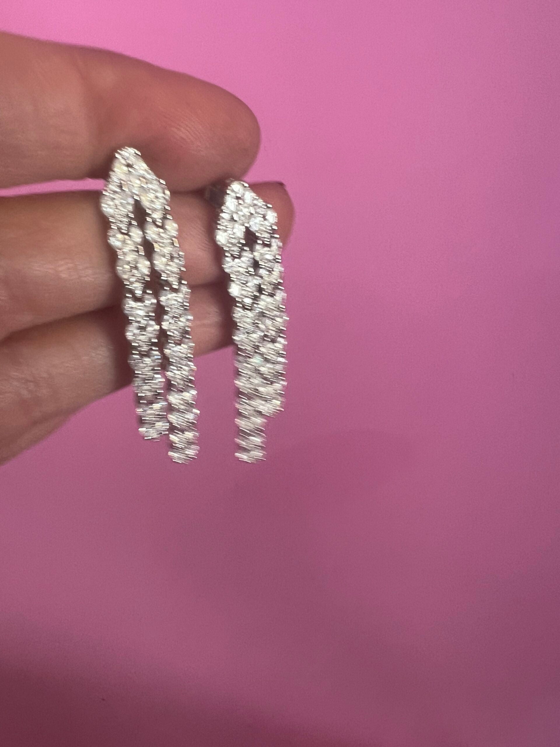 Orecchini cascata 2 file cuori zirconi