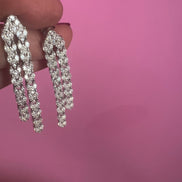 Orecchini cascata 2 file cuori zirconi