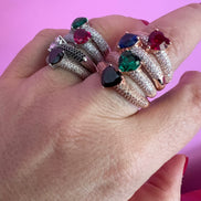 Anello MON COEUR oro rosa con zirconi bianchi/nero