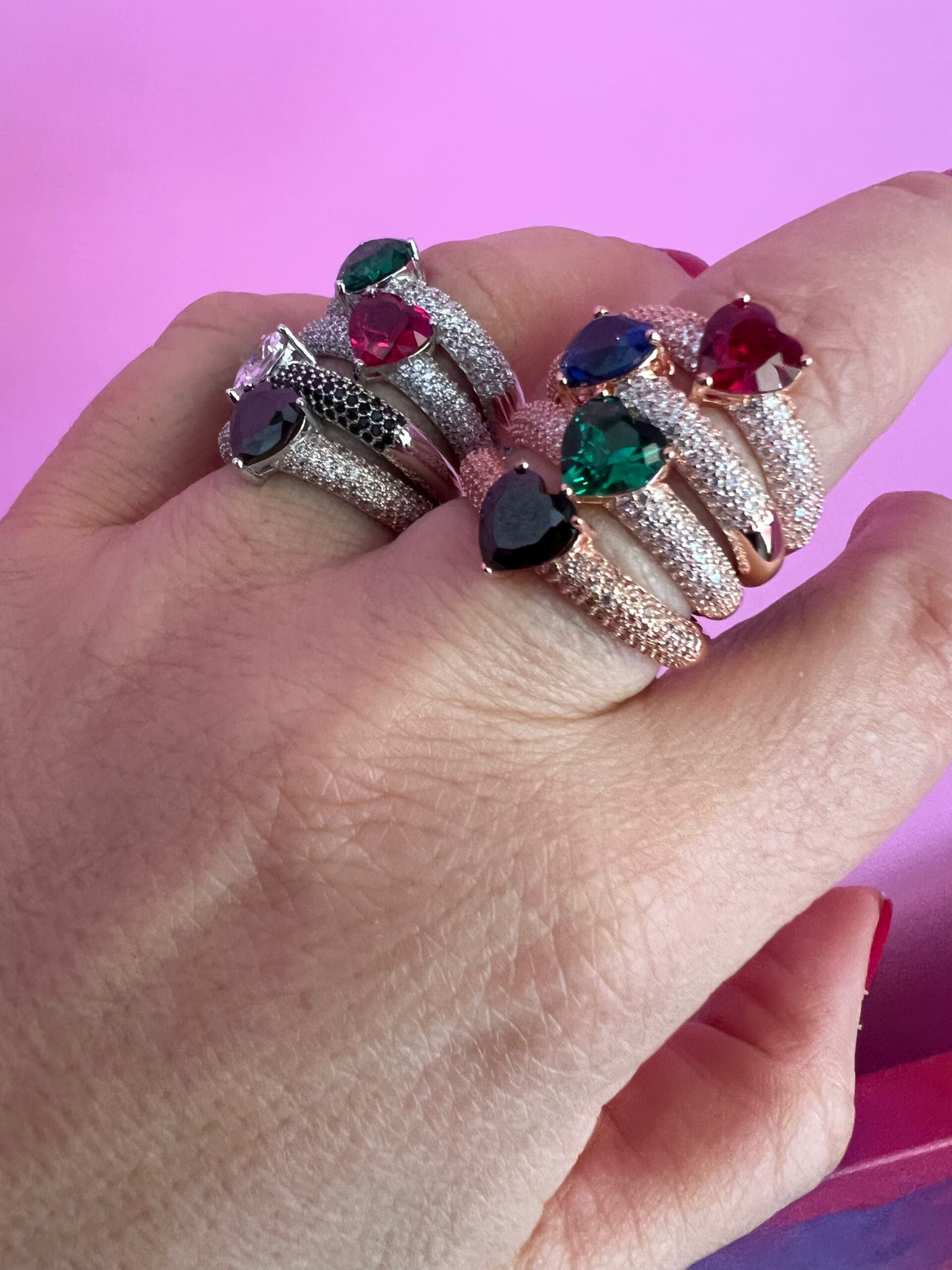 Anello MON COEUR oro rosa con zirconi bianchi/nero