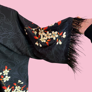 flower Kimono  - giacchina Kimono con piume struzzo