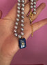 Collana JAIPUR - Perle grey semiround con pendente lapislazzuli