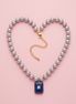Collana JAIPUR - Perle coltivate grey semiround con pendente lapislazzuli