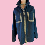 Camicia denim- Chanellina camicia 100% cotone con passamaneria Couture