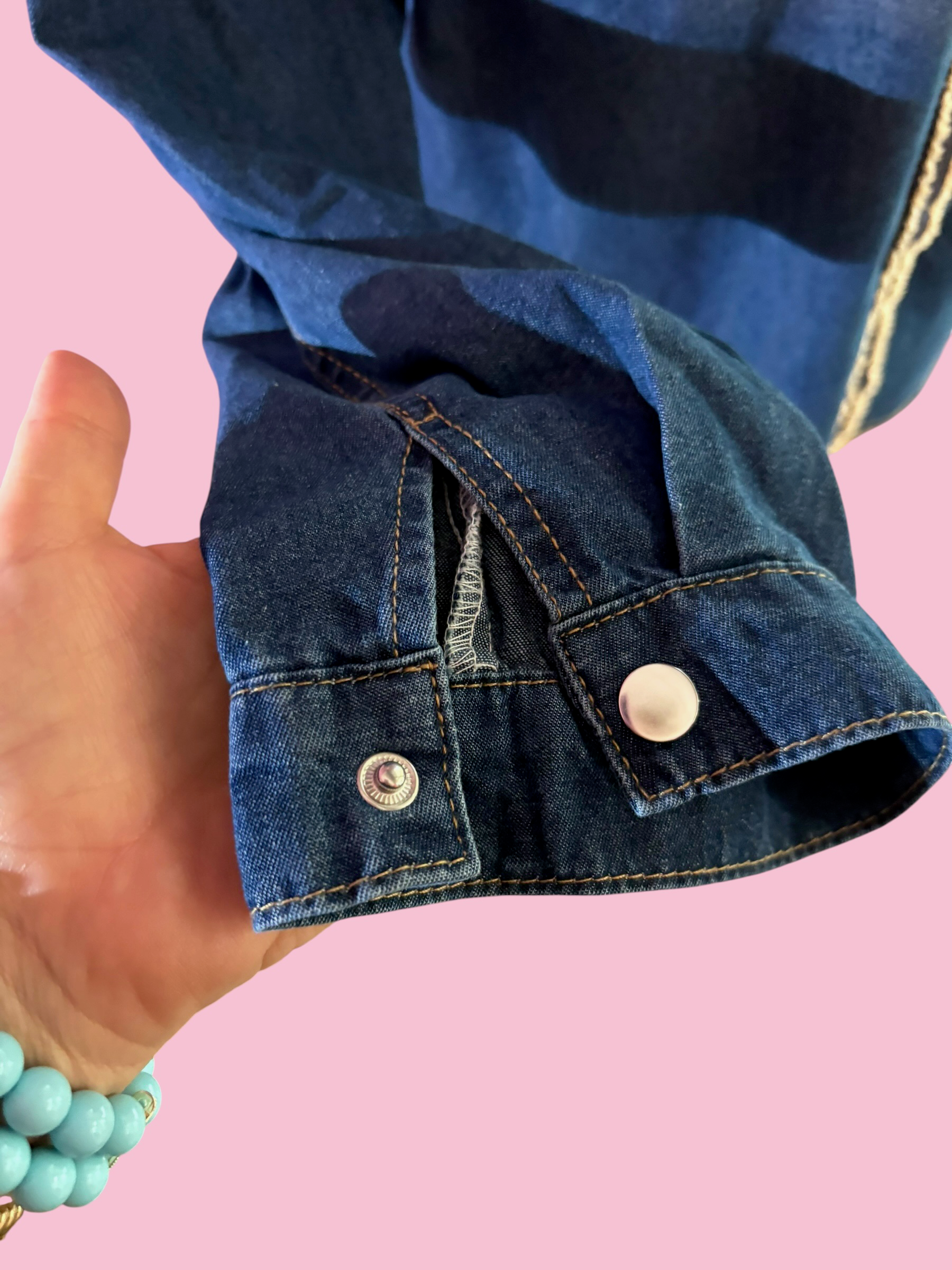 Camicia denim- Chanellina camicia 100% cotone con passamaneria Couture