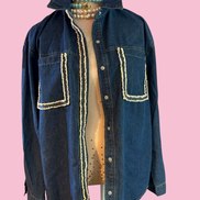 Camicia denim- Chanellina camicia 100% cotone con passamaneria Couture