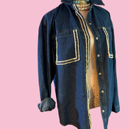 Camicia denim- Chanellina camicia 100% cotone con passamaneria Couture