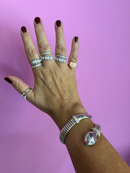 Anello WHITE SNAKE in Argento 925 rodiato con zirconi