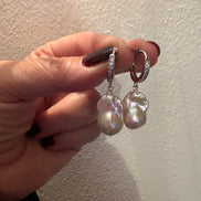 Orecchini anelle argento 925 con perle barocche