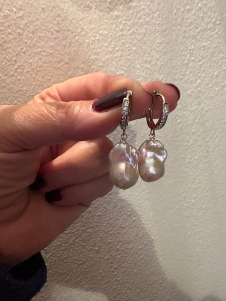 Orecchini anelle argento 925 con perle barocche