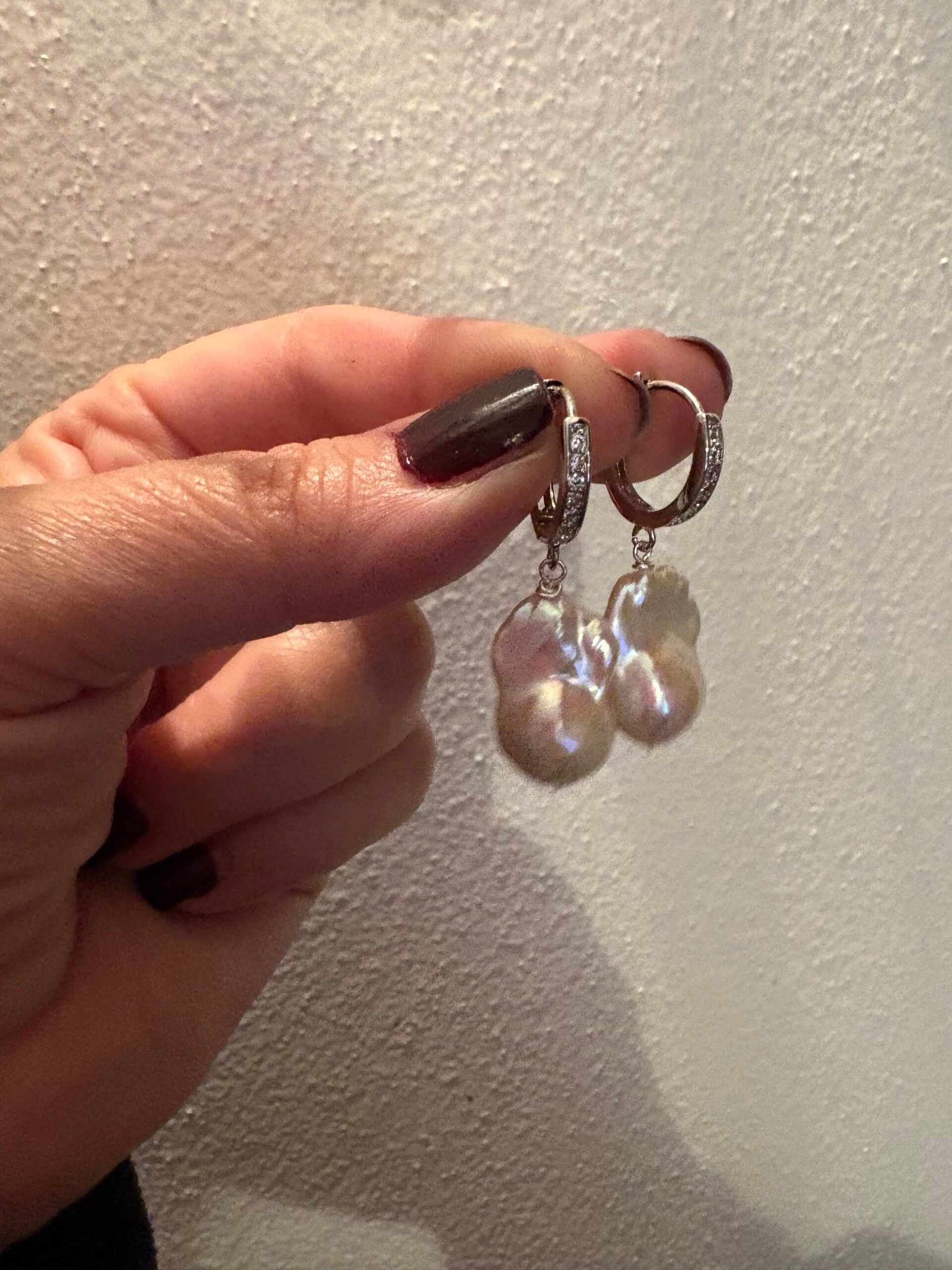 Orecchini anelle argento 925 con perle barocche