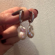 Orecchini anelle argento 925 con perle barocche