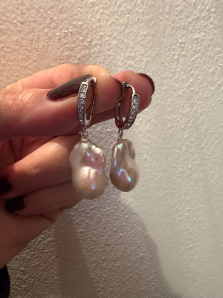 Orecchini anelle argento 925 con perle barocche