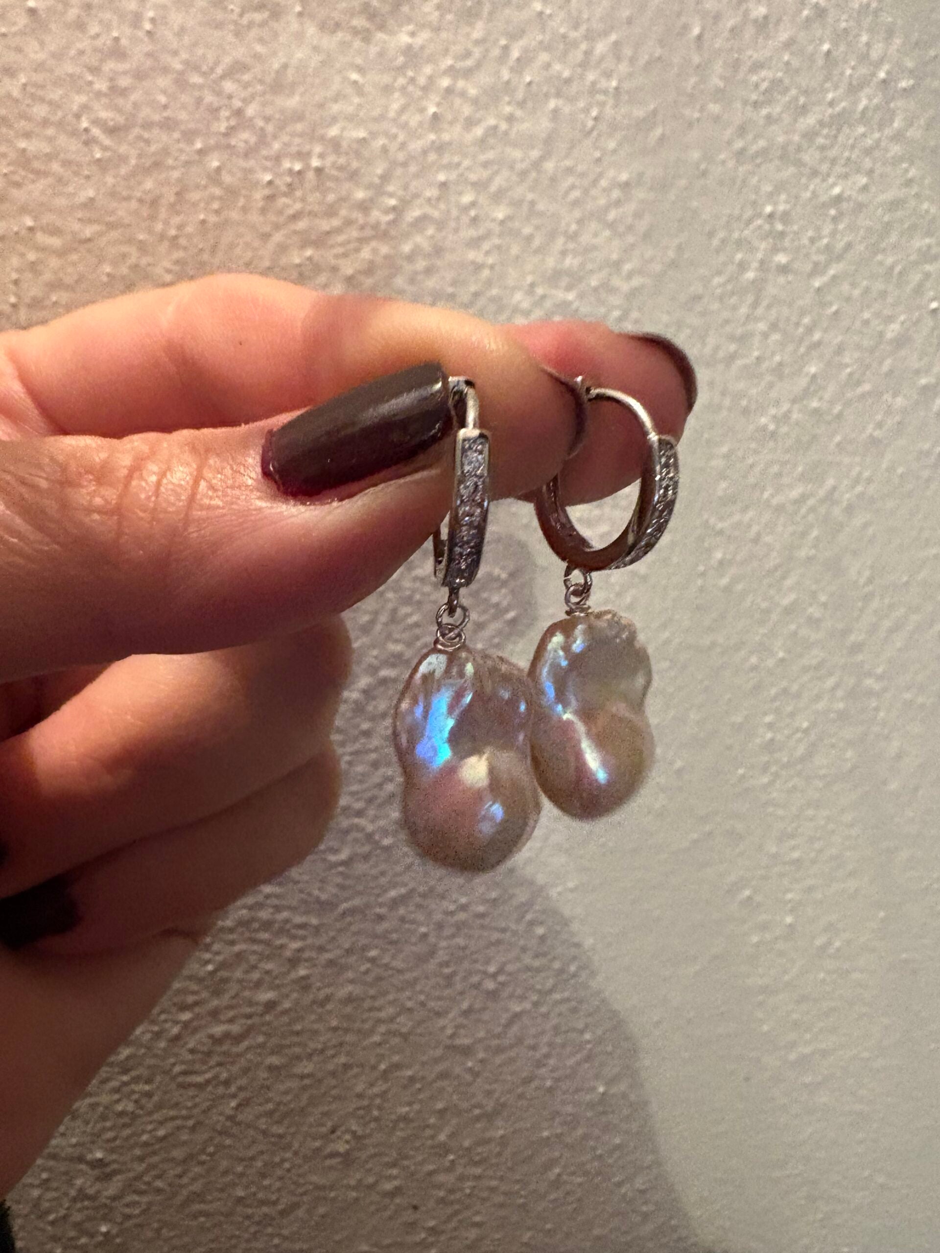 Orecchini anelle argento 925 con perle barocche