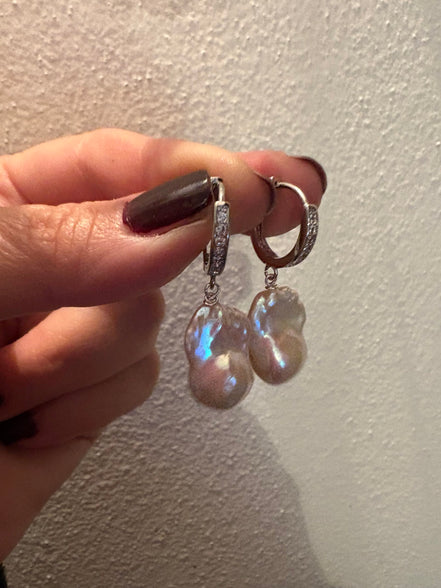 Orecchini anelle argento 925 con perle barocche