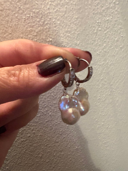 Orecchini anelle argento 925 con perle barocche