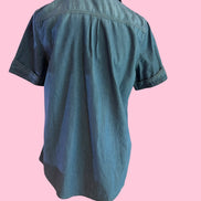 Camicia denim- Chanellina camicia 100% cotone manica corta con passamaneria Couture
