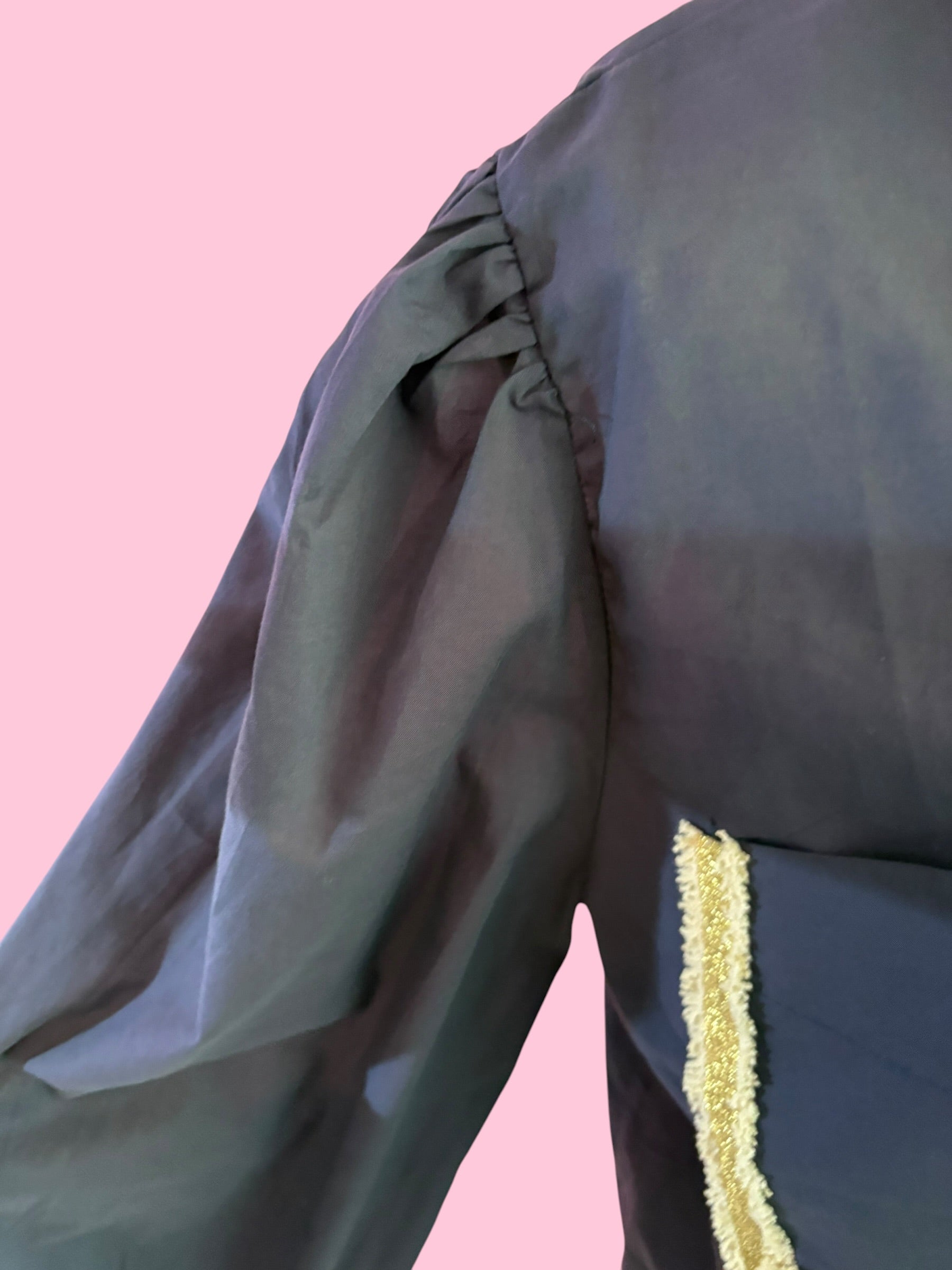 Camicia blu- Chanellina 100% voile di cotone con passamaneria Couture