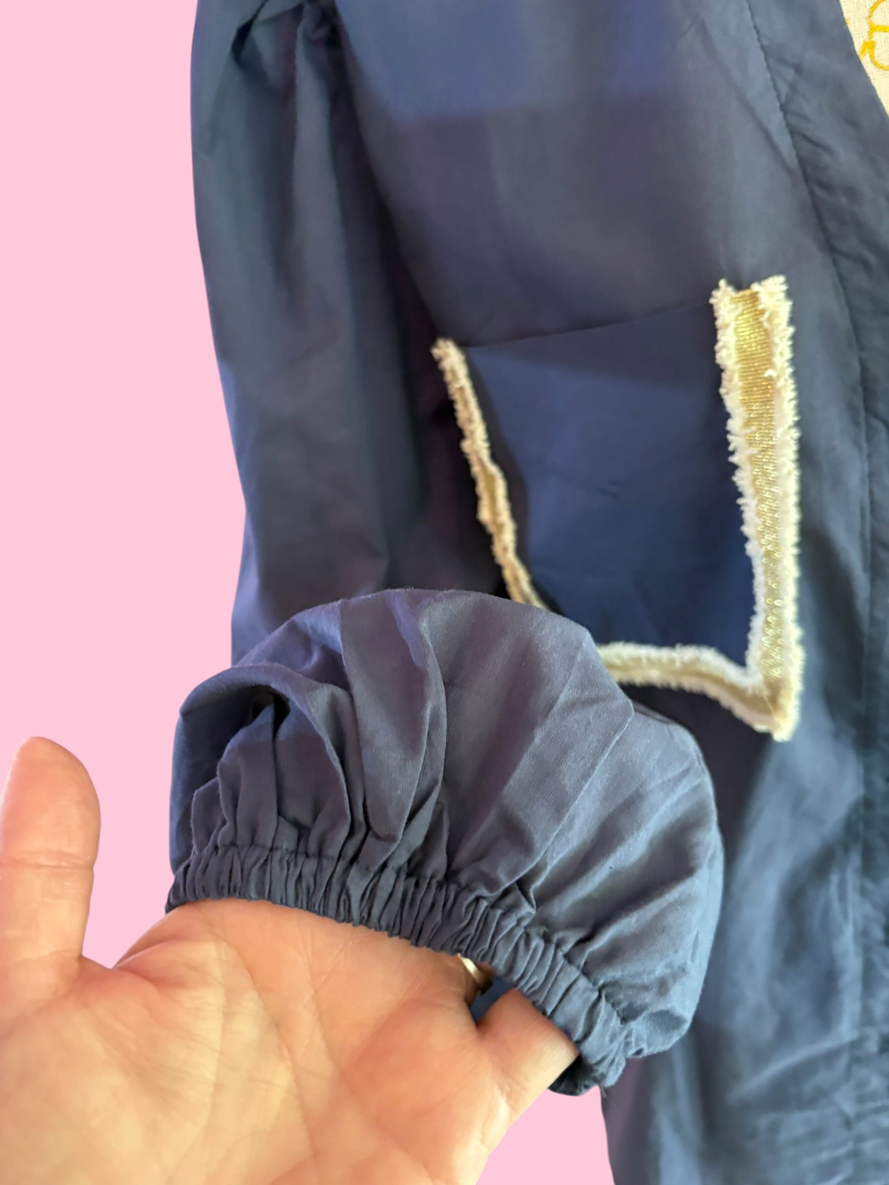 Camicia blu- Chanellina 100% voile di cotone con passamaneria Couture