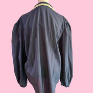 Camicia blu- Chanellina 100% voile di cotone con passamaneria Couture