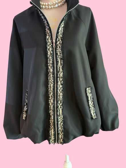 CHANELLINA Bomber : balloon bomber jacket with Couture trim