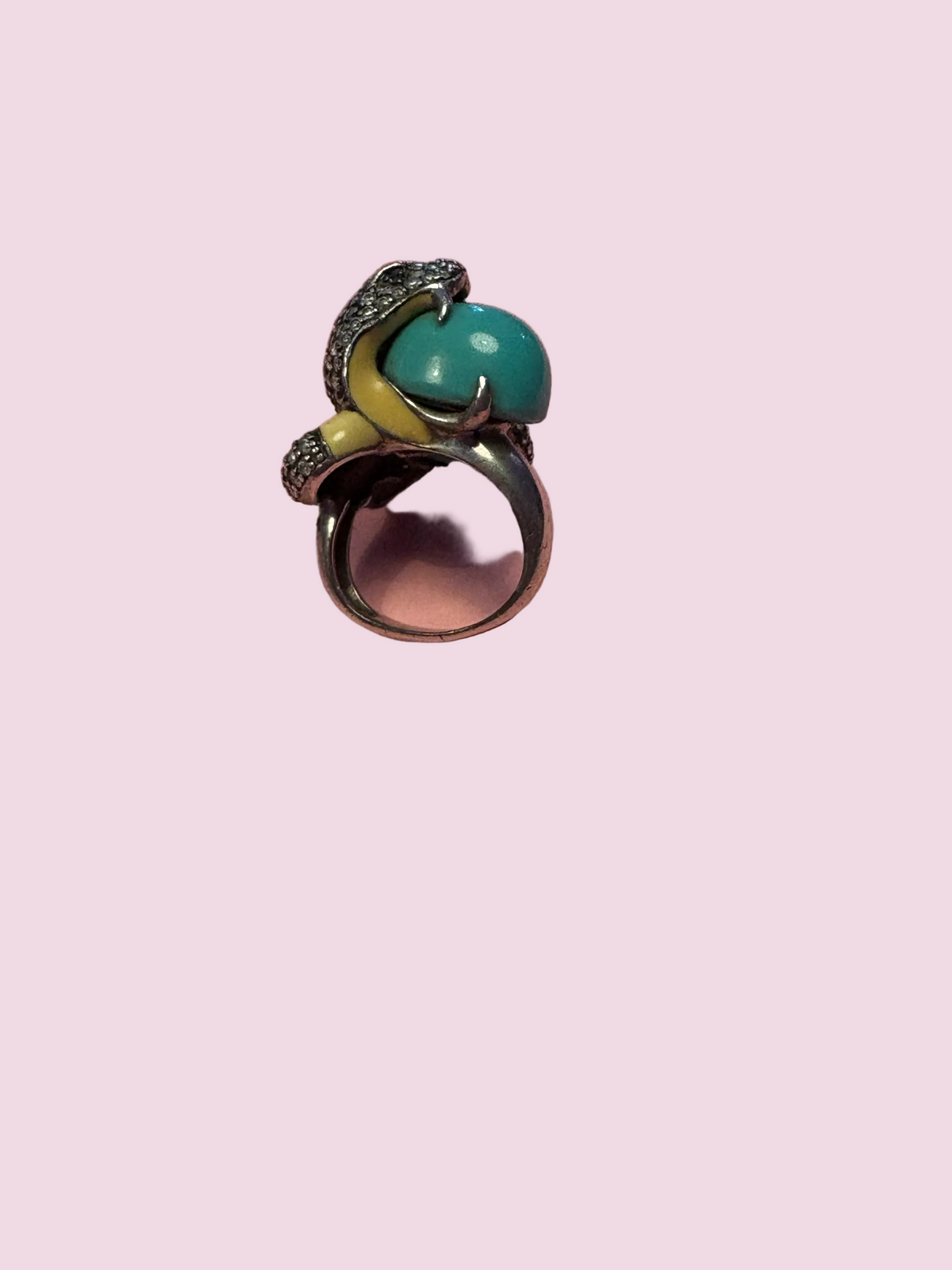 Anello Cobra - Vintage -  in argento 925 con turchese e zirconi (Archivio Bisù 2000s)