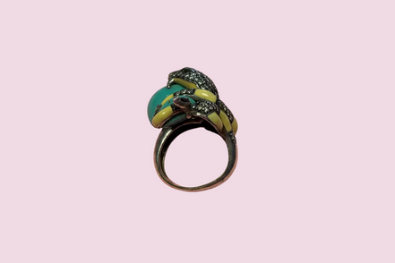 Anello Cobra - Vintage -  in argento 925 con turchese e zirconi (Archivio Bisù 2000s)