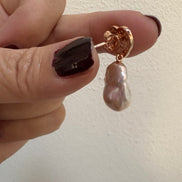 Orecchini con cuori argento 925  rosé e perle barocche