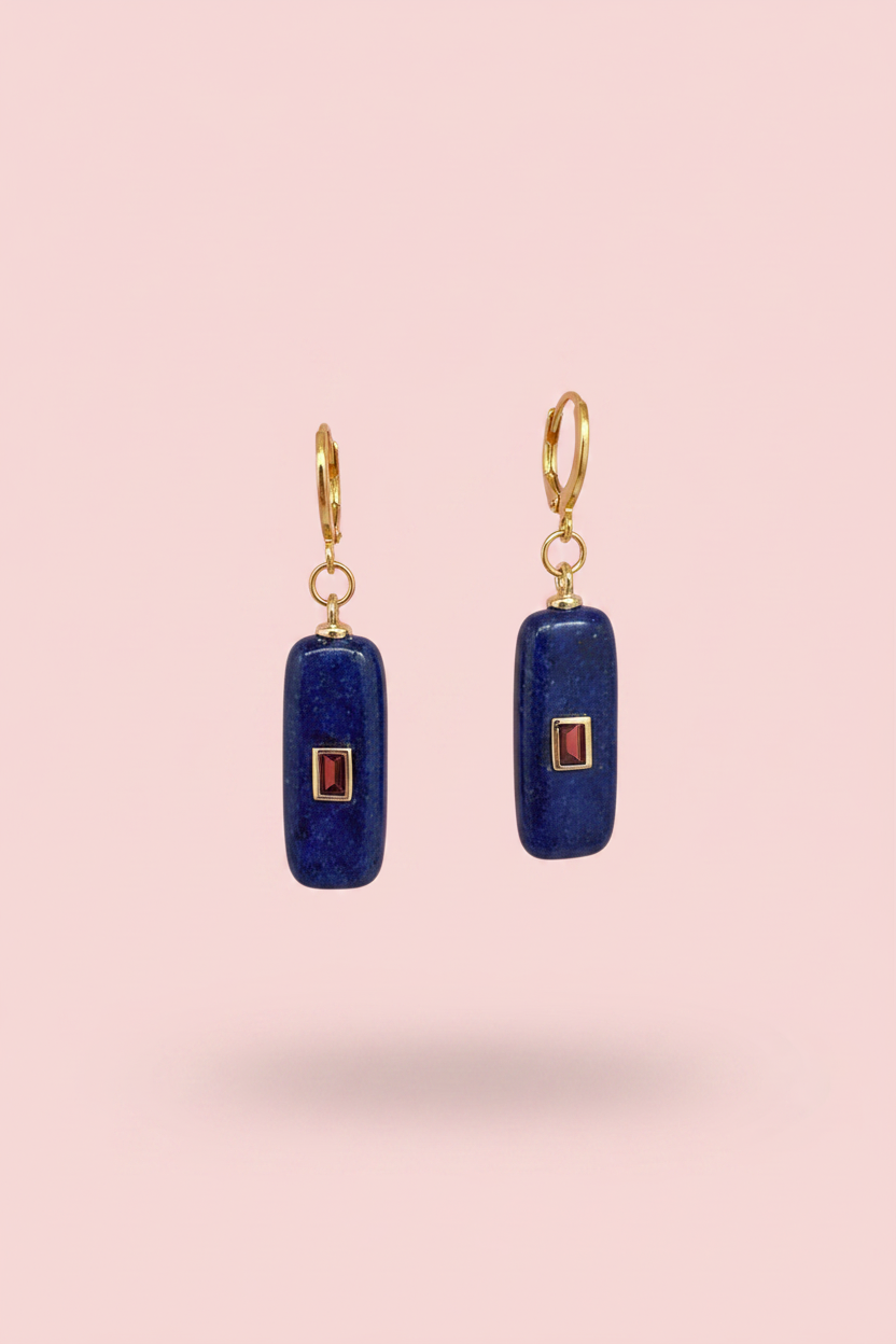 Orecchini  Collezione JAIPUR- lapislazuli con rubellite