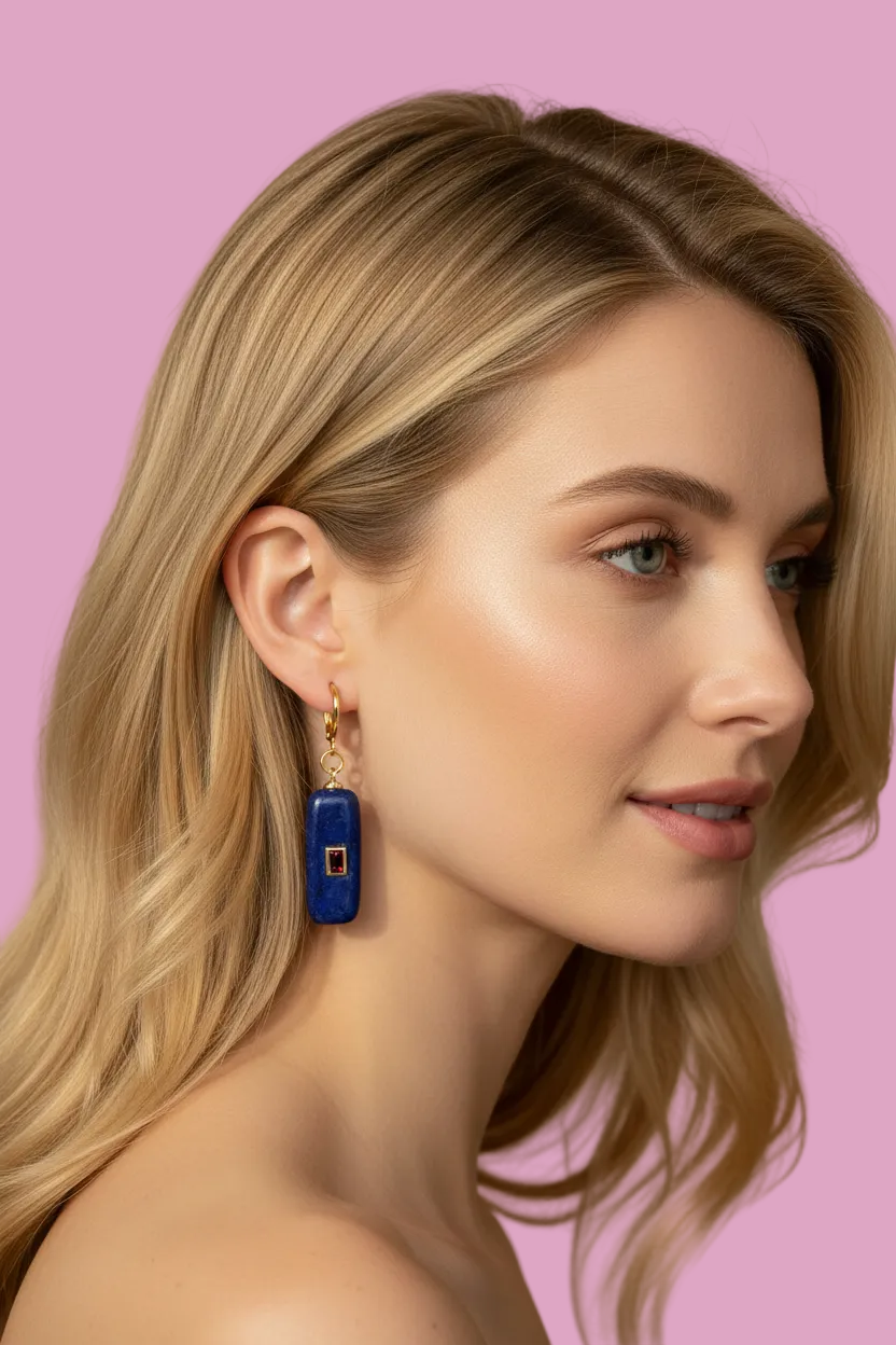 Orecchini  Collezione JAIPUR- lapislazuli con rubellite