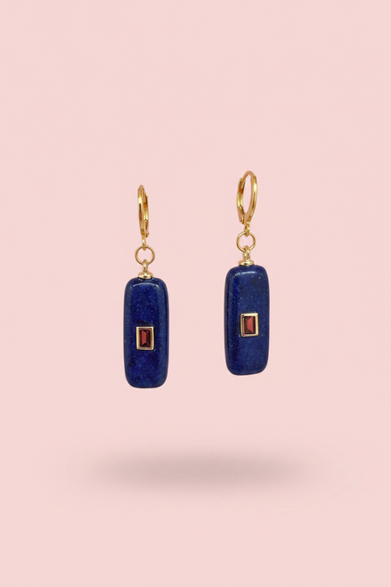 Orecchini  Collezione JAIPUR- lapislazuli con rubellite