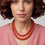 Collana MEDITERRANEA - barilotti corallo rosso lisci